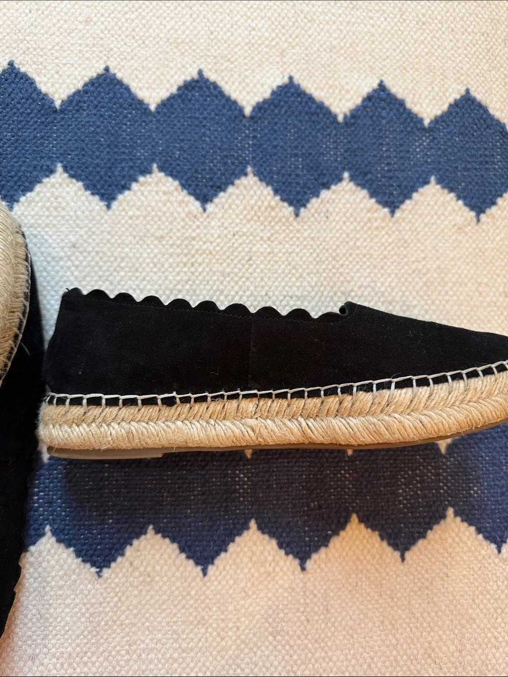 Crown Vintage Black Scalloped Espadrille Flats